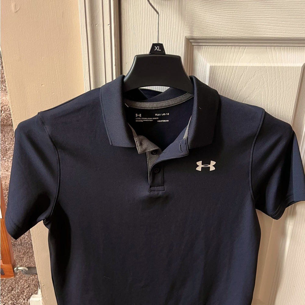 Worn with nice, boys large UA golf shirt